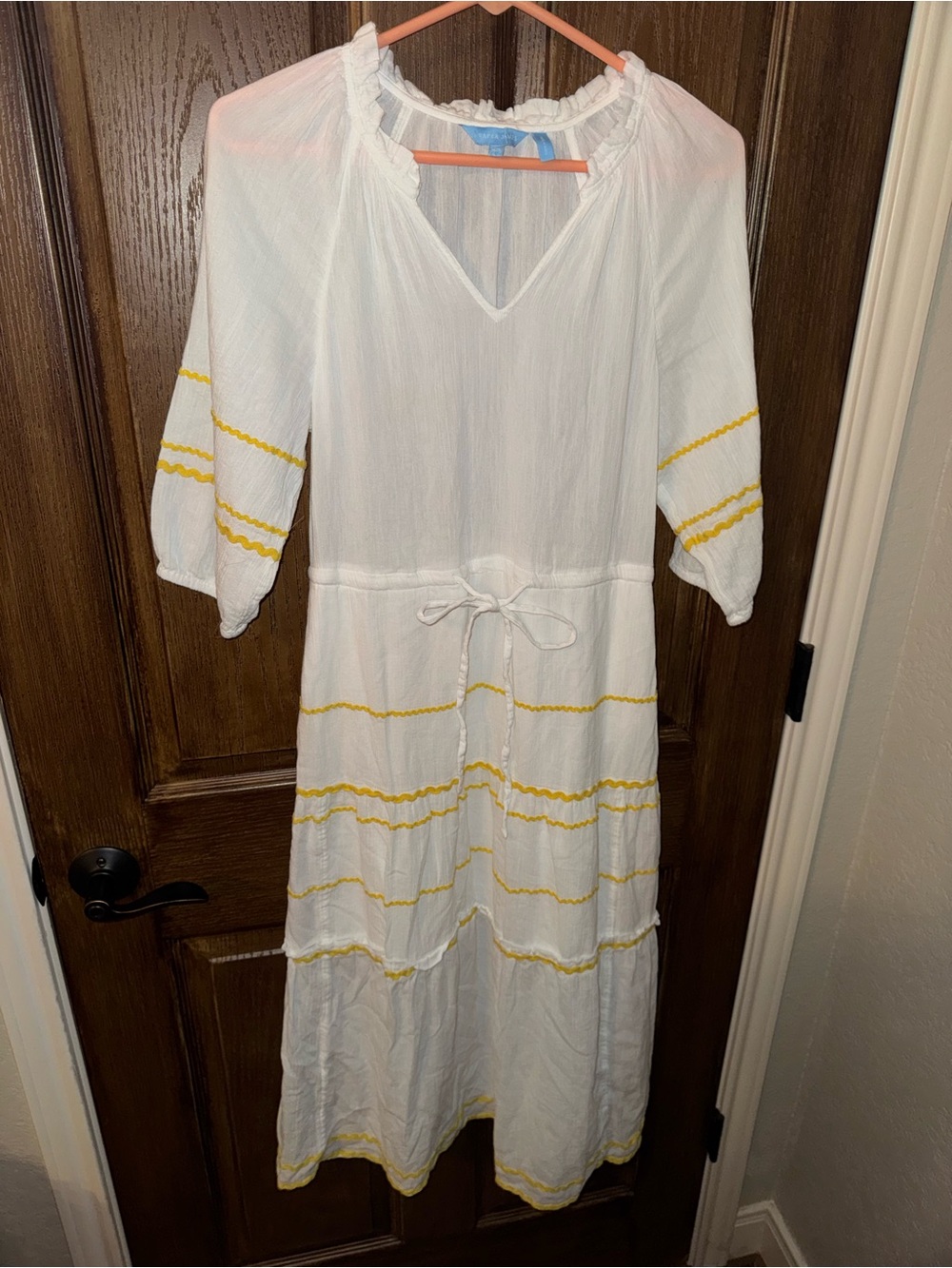 Draper James White Maxi Dress with Yellow Trim